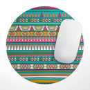 Tribal Vector Green & Pink Abstract Pattern V3// WaterProof Rubber Foam Backed Anti-Slip Mouse Pad for Home Work Office or Gaming Computer Desk