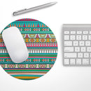 Tribal Vector Green & Pink Abstract Pattern V3// WaterProof Rubber Foam Backed Anti-Slip Mouse Pad for Home Work Office or Gaming Computer Desk