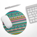 Tribal Vector Green & Pink Abstract Pattern V3// WaterProof Rubber Foam Backed Anti-Slip Mouse Pad for Home Work Office or Gaming Computer Desk