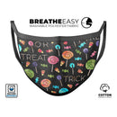 Trick or Treat Candy Pattern - Made in USA Mouth Cover Unisex Anti-Dust Cotton Blend Reusable & Washable Face Mask with Adjustable Sizing for Adult or Child