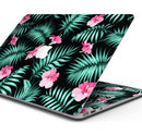 Tropical Mint and Vivid Pink Floral - Skin Decal Wrap Kit Compatible with the Apple MacBook Pro, Pro with Touch Bar or Air (11", 12", 13", 15" & 16" - All Versions Available)