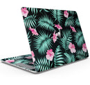 Tropical Mint and Vivid Pink Floral - Skin Decal Wrap Kit Compatible with the Apple MacBook Pro, Pro with Touch Bar or Air (11", 12", 13", 15" & 16" - All Versions Available)