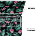 Tropical Mint and Vivid Pink Floral - Skin Decal Wrap Kit Compatible with the Apple MacBook Pro, Pro with Touch Bar or Air (11", 12", 13", 15" & 16" - All Versions Available)