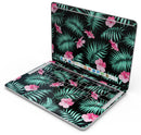 Tropical Mint and Vivid Pink Floral - Skin Decal Wrap Kit Compatible with the Apple MacBook Pro, Pro with Touch Bar or Air (11", 12", 13", 15" & 16" - All Versions Available)