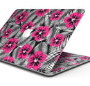 Tropical Summer Hot Pink Floral - Skin Decal Wrap Kit Compatible with the Apple MacBook Pro, Pro with Touch Bar or Air (11", 12", 13", 15" & 16" - All Versions Available)