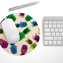 Tropical Cool Retro Pineapples// WaterProof Rubber Foam Backed Anti-Slip Mouse Pad for Home Work Office or Gaming Computer Desk