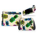 Tropical Cool Retro Pineapples // Skin Decal Wrap Kit for Nintendo Switch Console & Dock, Joy-Cons, Pro Controller, Lite, 3DS XL, 2DS XL, DSi, or Wii - Vinyl Skin Wrap for Nintendo Switch 2, OLED, Lite, Pro Controller, Wii & Classic Handhelds