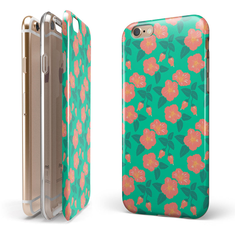 Tropical Coral Floral v1 iPhone 6/6s or 6/6s Plus 2-Piece Hybrid INK-Fuzed Case