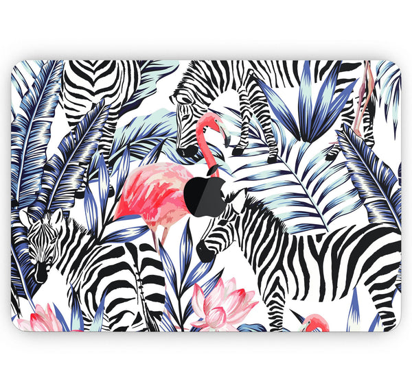 Tropical Flamingo and Zebra Jungle - Skin Decal Wrap Kit Compatible with the Apple MacBook Pro, Pro with Touch Bar or Air (11", 12", 13", 15" & 16" - All Versions Available)