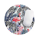 Tropical Flamingo and Zebra Jungle// WaterProof Rubber Foam Backed Anti-Slip Mouse Pad for Home Work Office or Gaming Computer Desk