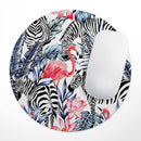 Tropical Flamingo and Zebra Jungle// WaterProof Rubber Foam Backed Anti-Slip Mouse Pad for Home Work Office or Gaming Computer Desk
