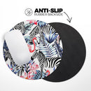 Tropical Flamingo and Zebra Jungle// WaterProof Rubber Foam Backed Anti-Slip Mouse Pad for Home Work Office or Gaming Computer Desk