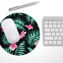 Tropical Mint and Vivid Pink Floral// WaterProof Rubber Foam Backed Anti-Slip Mouse Pad for Home Work Office or Gaming Computer Desk
