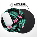 Tropical Mint and Vivid Pink Floral// WaterProof Rubber Foam Backed Anti-Slip Mouse Pad for Home Work Office or Gaming Computer Desk