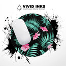 Tropical Mint and Vivid Pink Floral// WaterProof Rubber Foam Backed Anti-Slip Mouse Pad for Home Work Office or Gaming Computer Desk