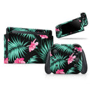 Tropical Mint and Vivid Pink Floral // Skin Decal Wrap Kit for Nintendo Switch Console & Dock, Joy-Cons, Pro Controller, Lite, 3DS XL, 2DS XL, DSi, or Wii - Vinyl Skin Wrap for Nintendo Switch 2, OLED, Lite, Pro Controller, Wii & Classic Handhelds