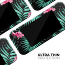Tropical Mint and Vivid Pink Floral // Skin Decal Wrap Kit for Nintendo Switch Console & Dock, Joy-Cons, Pro Controller, Lite, 3DS XL, 2DS XL, DSi, or Wii - Vinyl Skin Wrap for Nintendo Switch 2, OLED, Lite, Pro Controller, Wii & Classic Handhelds