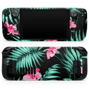 Tropical Mint and Vivid Pink Floral // Full Body Skin Decal Wrap Kit for the Steam Deck handheld gaming computer