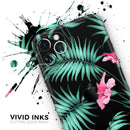 Tropical Mint and Vivid Pink Floral - Protective Skin Wrap & Decal – Compatible with iPhone SE to iPhone 17 Pro Max (All Models)