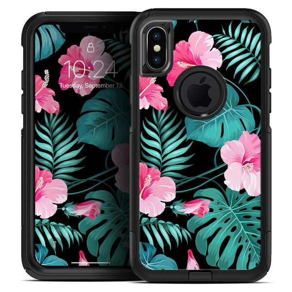 Tropical Mint and Vivid Pink Floral v2 - Skin Kit for the iPhone OtterBox Cases
