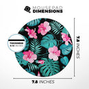 Tropical Mint and Vivid Pink Floral v2// WaterProof Rubber Foam Backed Anti-Slip Mouse Pad for Home Work Office or Gaming Computer Desk