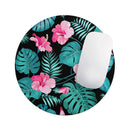 Tropical Mint and Vivid Pink Floral v2// WaterProof Rubber Foam Backed Anti-Slip Mouse Pad for Home Work Office or Gaming Computer Desk