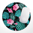 Tropical Mint and Vivid Pink Floral v2// WaterProof Rubber Foam Backed Anti-Slip Mouse Pad for Home Work Office or Gaming Computer Desk