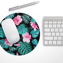 Tropical Mint and Vivid Pink Floral v2// WaterProof Rubber Foam Backed Anti-Slip Mouse Pad for Home Work Office or Gaming Computer Desk