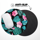 Tropical Mint and Vivid Pink Floral v2// WaterProof Rubber Foam Backed Anti-Slip Mouse Pad for Home Work Office or Gaming Computer Desk