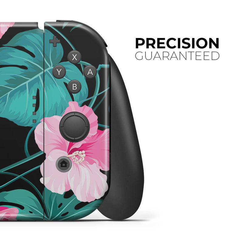 Tropical Mint and Vivid Pink Floral v2 // Skin Decal Wrap Kit for Nintendo Switch Console & Dock, Joy-Cons, Pro Controller, Lite, 3DS XL, 2DS XL, DSi, or Wii
