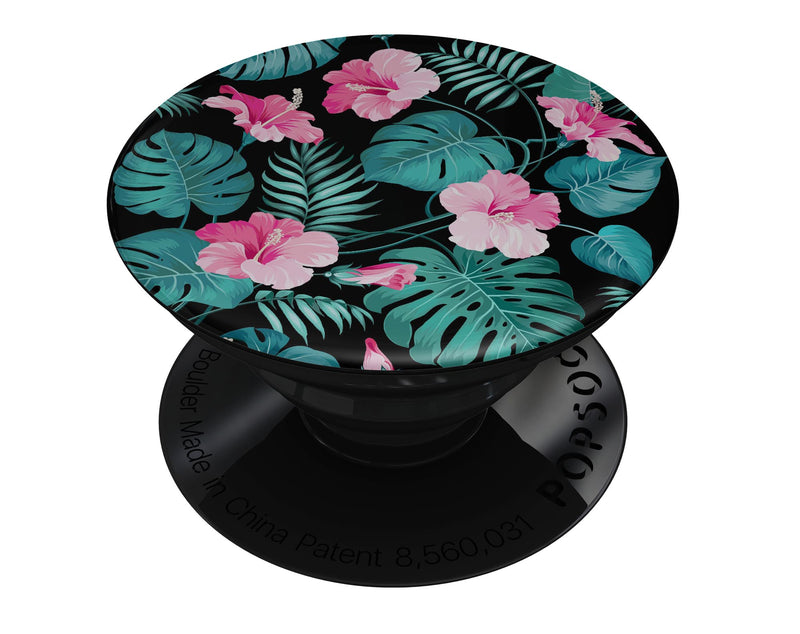 Tropical Mint and Vivid Pink Floral v2 - Skin Kit for PopSockets and other Smartphone Extendable Grips & Stands