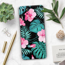 Tropical Mint and Vivid Pink Floral v2 - Premium Vinyl Skin Decal for Samsung Galaxy S25 Ultra, S24, S23, S22 & All Galaxy S Models