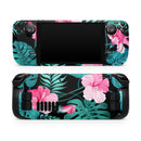 Tropical Mint and Vivid Pink Floral v2 // Full Body Skin Decal Wrap Kit for the Steam Deck handheld gaming computer