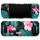 Tropical Mint and Vivid Pink Floral v2 // Full Body Skin Decal Wrap Kit for the Steam Deck handheld gaming computer