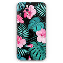 Tropical Mint and Vivid Pink Floral v2 - Protective Skin Wrap & Decal – Compatible with iPhone SE to iPhone 17 Pro Max (All Models)