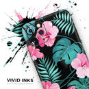 Tropical Mint and Vivid Pink Floral v2 - Protective Skin Wrap & Decal – Compatible with iPhone SE to iPhone 17 Pro Max (All Models)