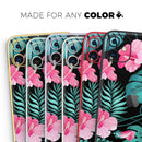 Tropical Mint and Vivid Pink Floral v2 - Protective Skin Wrap & Decal – Compatible with iPhone SE to iPhone 17 Pro Max (All Models)