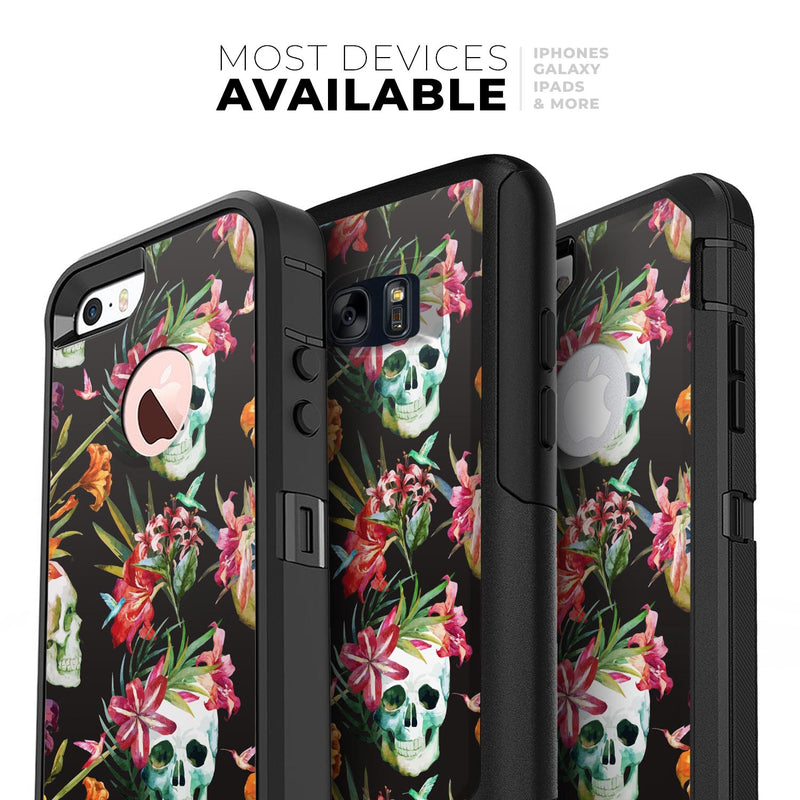 Tropical Skull Floral - Skin Kit for the iPhone OtterBox Cases
