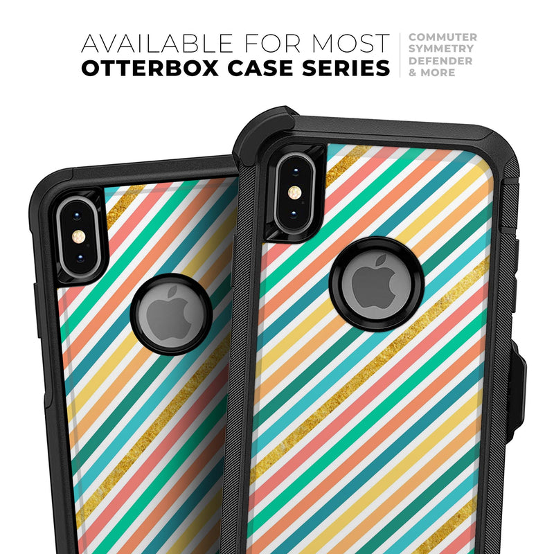 Tropical Summer Gold Striped v1 - Skin Kit for the iPhone OtterBox Cases