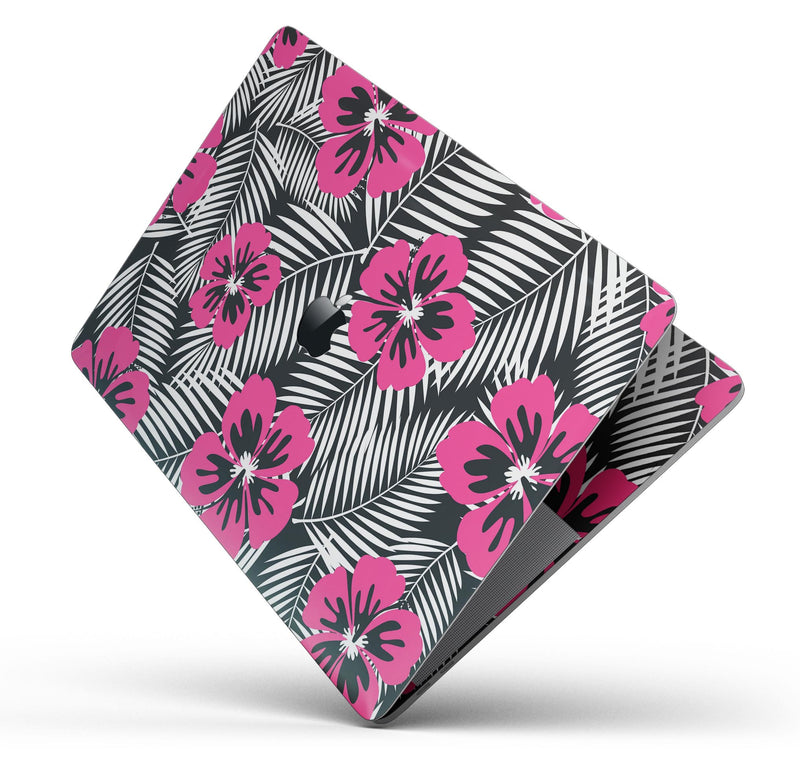 Tropical Summer Hot Pink Floral - Skin Decal Wrap Kit Compatible with the Apple MacBook Pro, Pro with Touch Bar or Air (11", 12", 13", 15" & 16" - All Versions Available)
