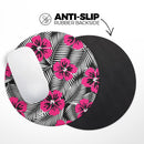 Tropical Summer Hot Pink Floral// WaterProof Rubber Foam Backed Anti-Slip Mouse Pad for Home Work Office or Gaming Computer Desk