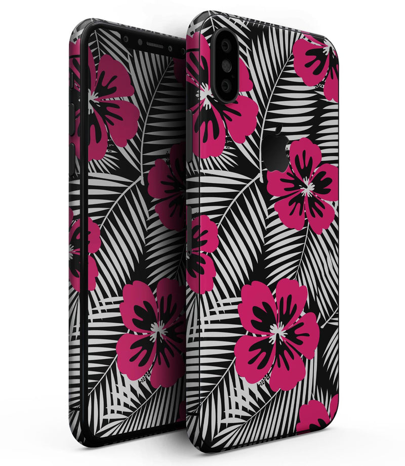 Tropical Summer Hot Pink Floral - iPhone XS MAX, XS/X, 8/8+, 7/7+, 5/5S/SE Skin-Kit (All iPhones Available)