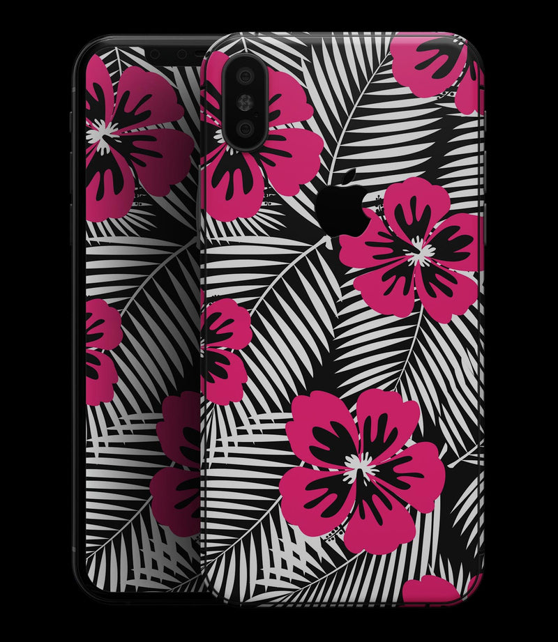 Tropical Summer Hot Pink Floral - iPhone XS MAX, XS/X, 8/8+, 7/7+, 5/5S/SE Skin-Kit (All iPhones Available)