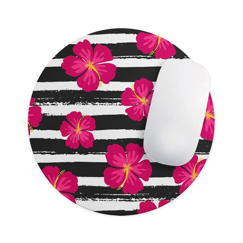Tropical Summer Hot Pink Floral v2// WaterProof Rubber Foam Backed Anti-Slip Mouse Pad for Home Work Office or Gaming Computer Desk