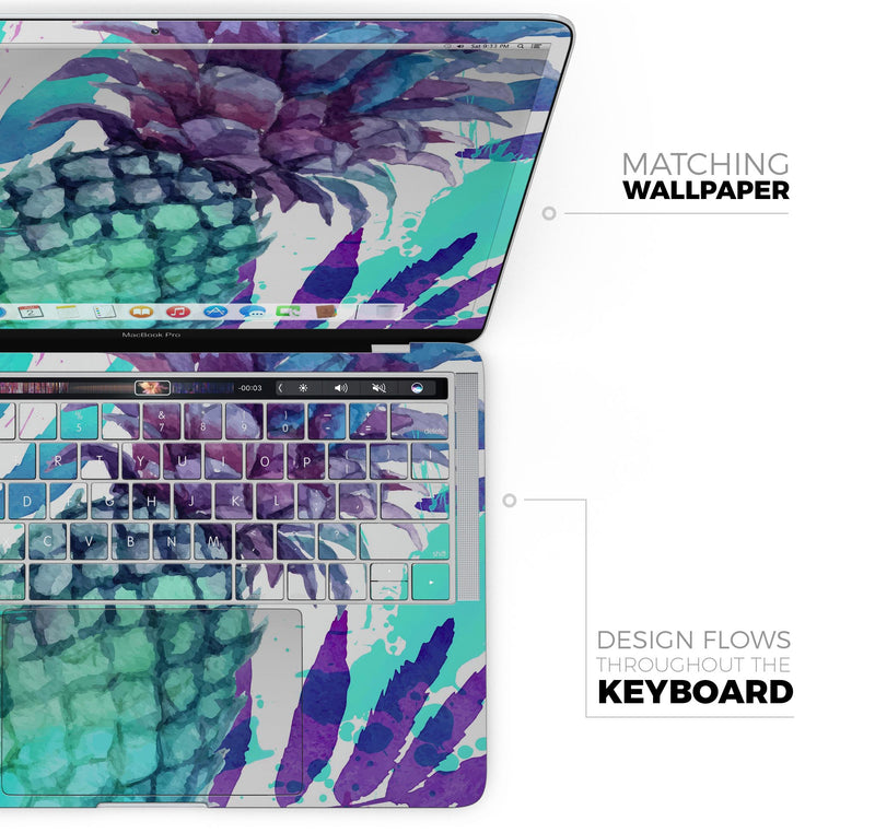 Tropical Summer Pineapple v1 - Skin Decal Wrap Kit Compatible with the Apple MacBook Pro, Pro with Touch Bar or Air (11", 12", 13", 15" & 16" - All Versions Available)