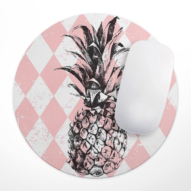 Tropical Summer Pink Pineapple v1// WaterProof Rubber Foam Backed Anti-Slip Mouse Pad for Home Work Office or Gaming Computer Desk