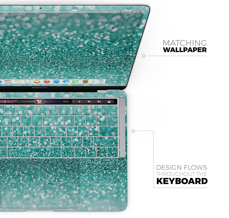 Turquoise Unfocused Glimmer - Skin Decal Wrap Kit Compatible with the Apple MacBook Pro, Pro with Touch Bar or Air (11", 12", 13", 15" & 16" - All Versions Available)