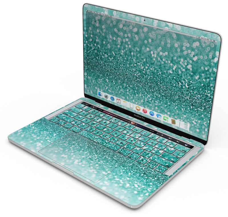 Turquoise Unfocused Glimmer - Skin Decal Wrap Kit Compatible with the Apple MacBook Pro, Pro with Touch Bar or Air (11", 12", 13", 15" & 16" - All Versions Available)