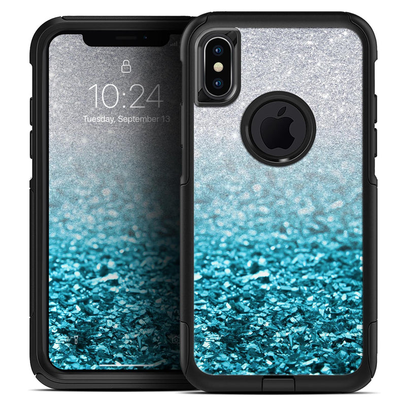 Turquoise & Silver Glimmer Fade - Skin Kit for the iPhone OtterBox Cases
