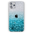 Turquoise & Silver Glimmer Fade - Protective Skin Wrap & Decal – Compatible with iPhone SE to iPhone 17 Pro Max (All Models)
